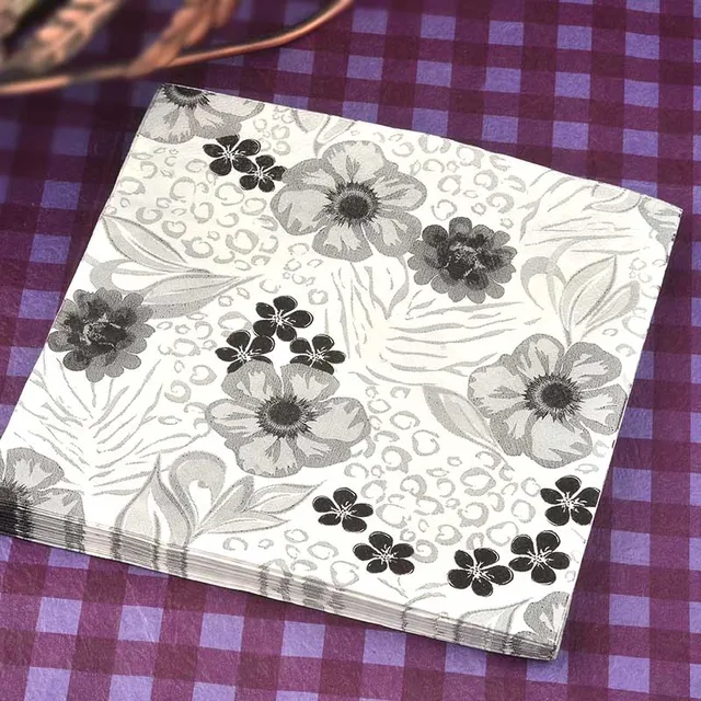 Wholesale Food grade table paper napkins tissue flower black white