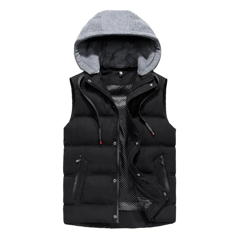 

New Spring Autumn Sleeveless Jacket for Men Fashion Warm Hooded Male Vest Light Mens Casual Vests Waistcoat Size M-4XL