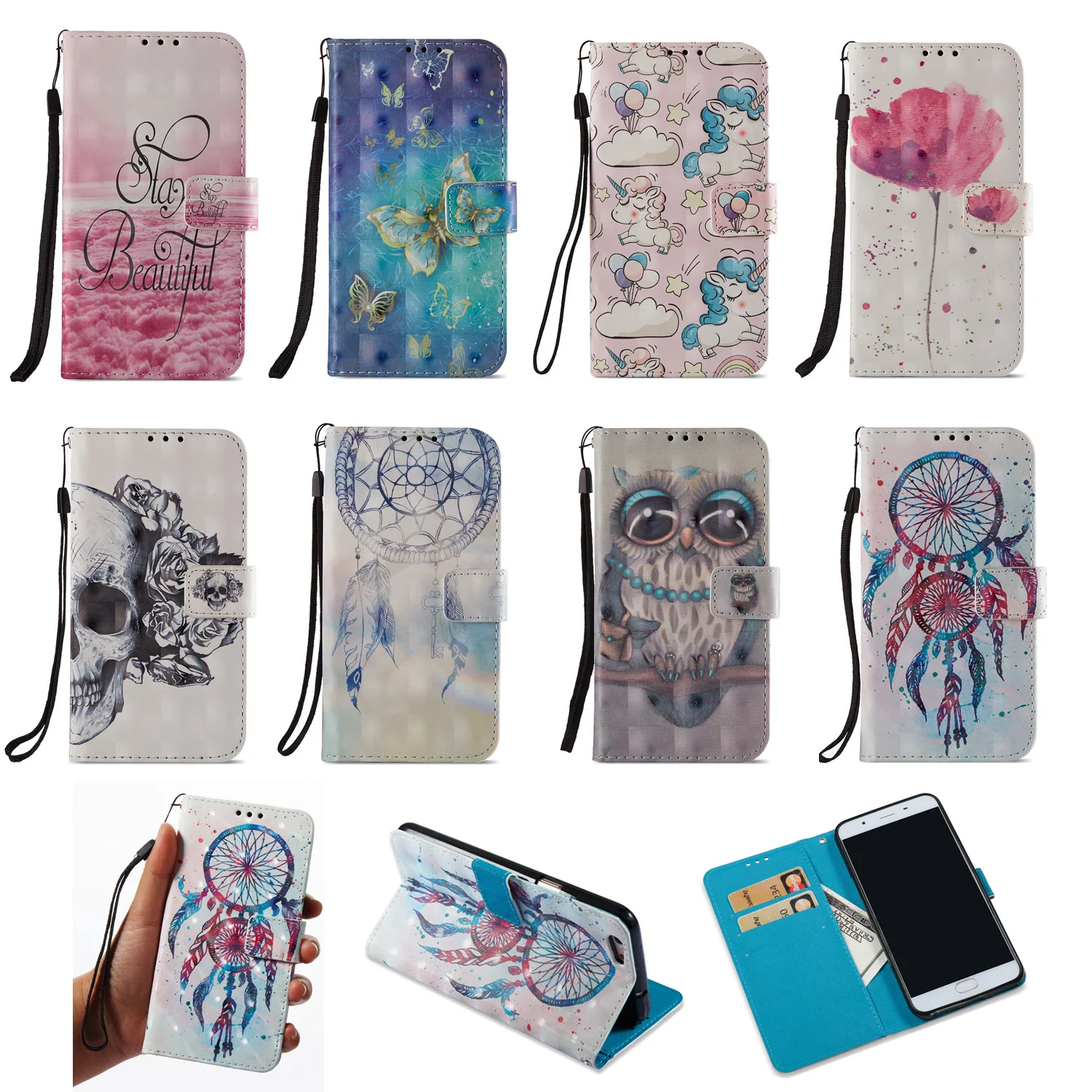 

For Oppo F1s Bag Etui Owl Butterfly Flower Pattern Leather Magnetic Wallet Flip Case Cover For Oppo F1s A1601 Case Coque Fundas