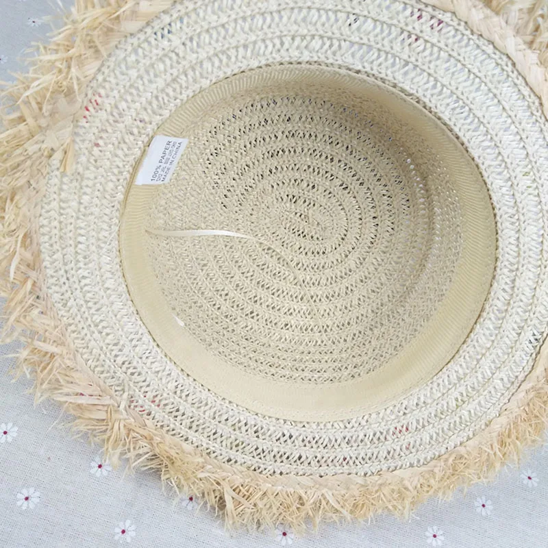 Летние женские детские шляпы от солнца с потертыми краями Hand-из тканой травы кепки путешествия пляж праздник Солнцезащитные Кепки