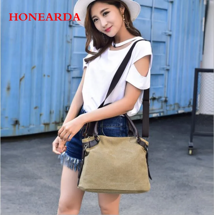 

20pcs Vintage casual handbags canvas ladies shoulder bag shoulder bag female large capacity multi-layer canvas bag