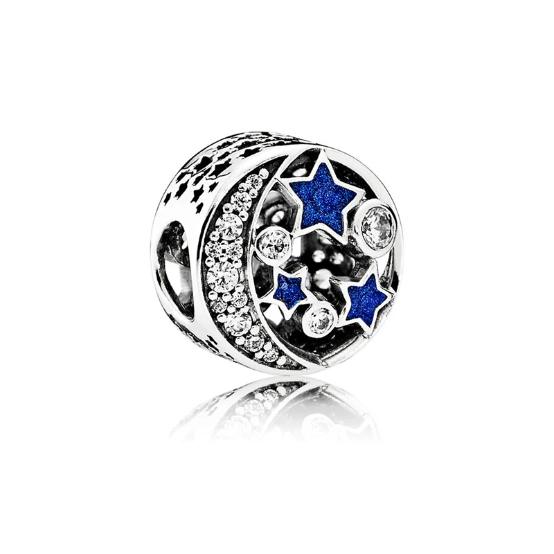 925 Sterling Silver Spiritual Dreamcatcher Dangle Charm Fit Pandora Original Bracelet Bright Blue Star Charm Fashion Jewelry