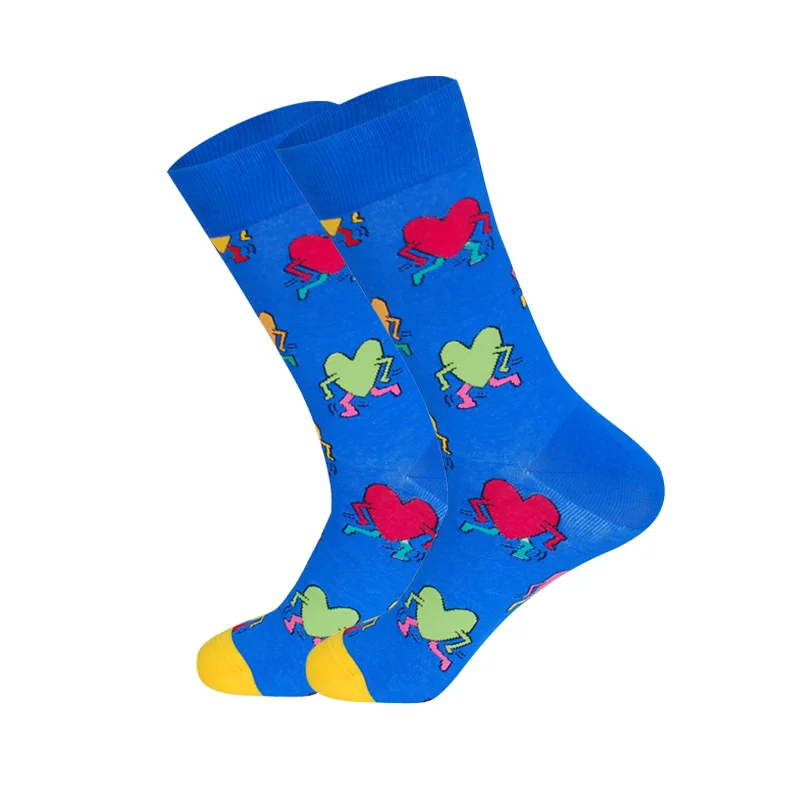 LIONZONE, фирменные дизайнерские счастливые носки, подарки для мужчин, фрукты, улыбающееся лицо, сумасшедшие животные, цветные носки унисекс - Цвет: Heart