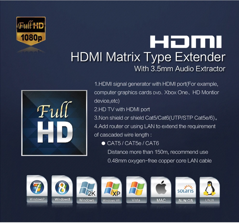 HSV891M HDMI Matrix Extender over IP with IR Remote and 3.5mm Audio Jack to UTP via Cat5 Cat5e Cat6 HDMI LAN Transmitter Receiver (9)