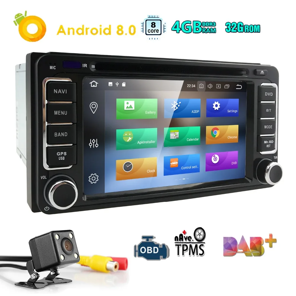 Perfect 2Din Android8.0 4G CarDVD Radio Player GPS Navigation Universal For Toyota Corolla RAV-4 Camry Tundra Vios Vitz Sequoia Echo MR2 3