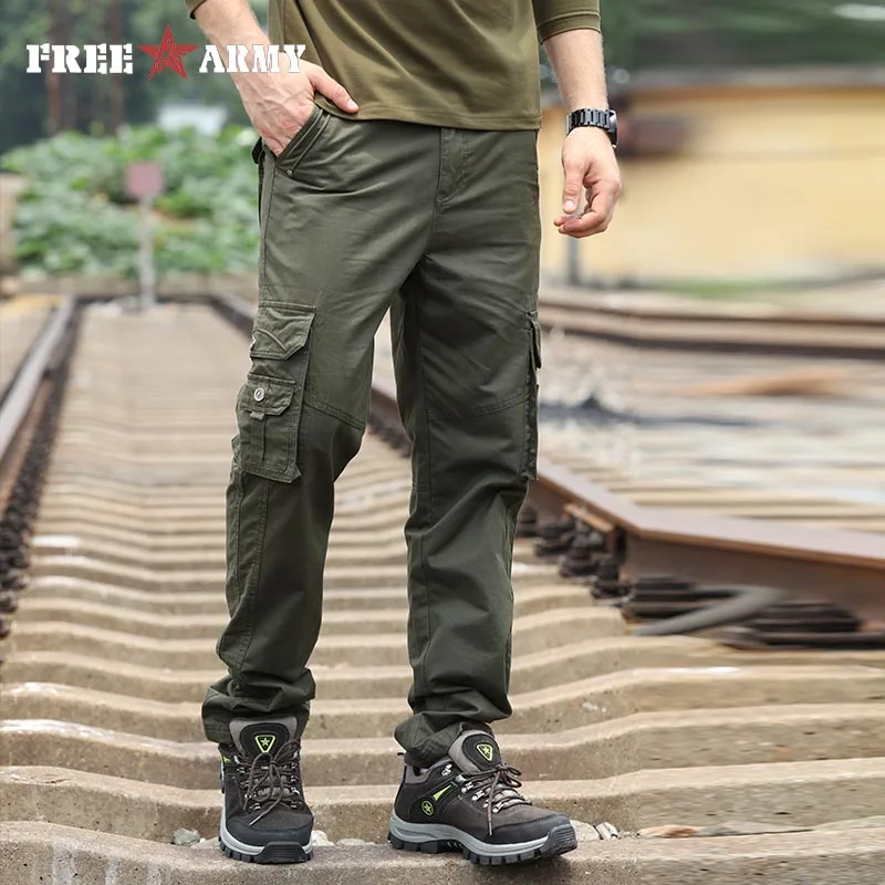 Billige Freies Armee Marke Mode Herren Hosen Safari Stil Military Hosen Casual Taschen Solide Jogginghose Cargo Hosen Männlichen Plus Größe 42