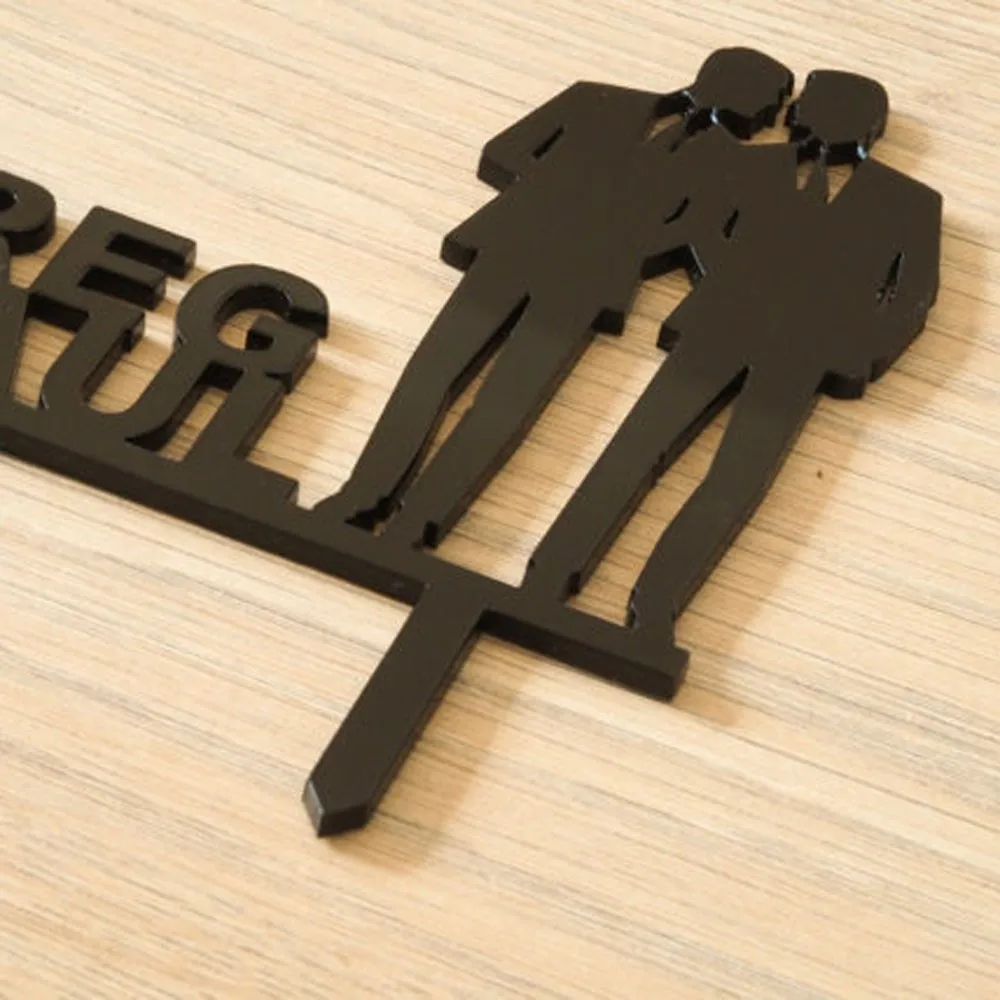 Personalized Wedding Cake Decoration Silhouette Couple Cake Topper Custom Gay Acrylic Cake Topper silver gold glitter1