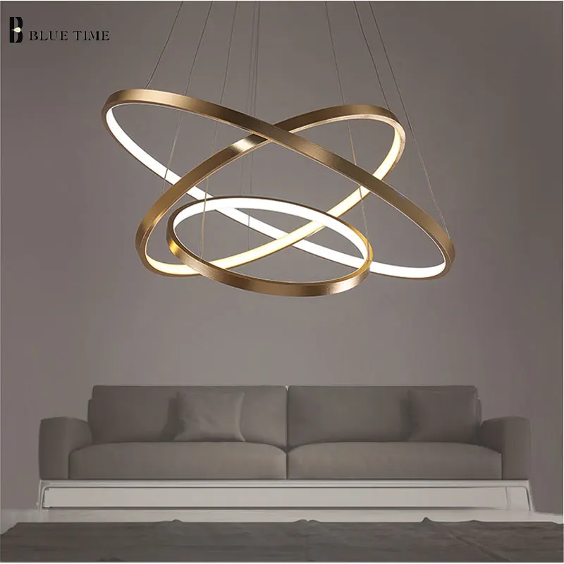 Goedkoop Fashional Eetkamer Moderne Kroonluchters Cirkel Ringen Led Kroonluchter Licht Voor Indoor Verlichting AC 85 260 v 40 cm 60 cm 80 cm 100 cm
