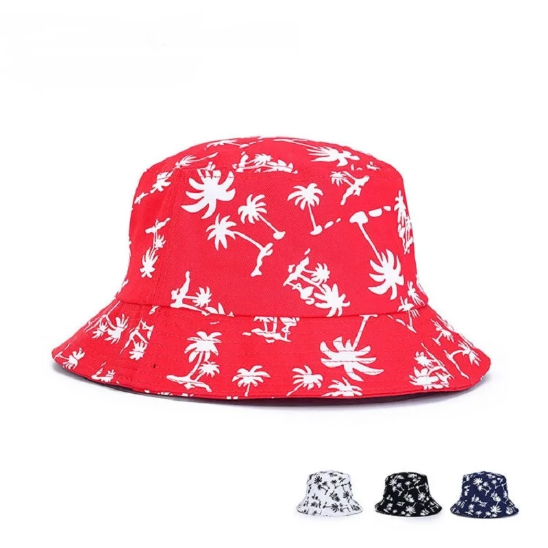 

Fashion Unisex Foldable Coconut Palm Tree Print Bucket Hat Men Floppy Bob Cap Fisherman Hats Women Hip Hop Caps Sun Protection