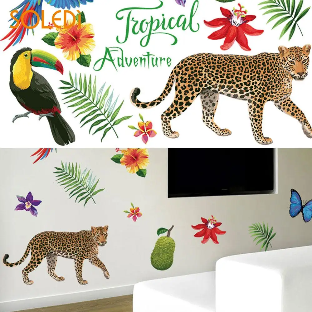 Наклейка на стену Cheetah 50*70 см творческий настенные наклейки Джунгли животных ТВ фон росписи Книги по искусству обои 50*70 см Водонепроницаемый