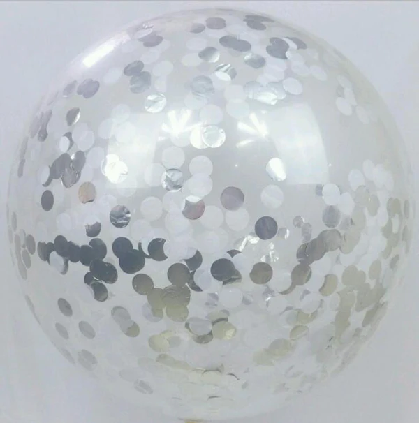 Set of 2 Confetti Balloon Giant Silver and White 60cm clear latex-1