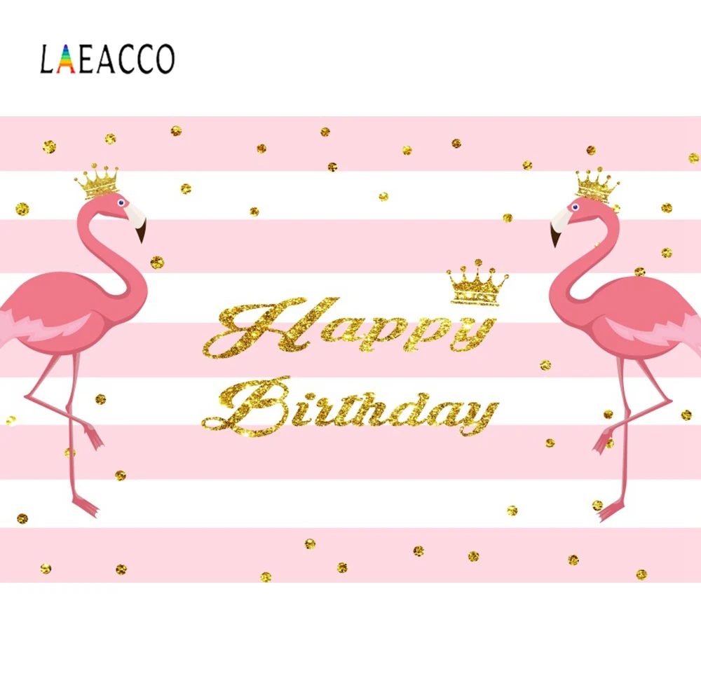 Laeacco тропический Фламинго День Рождения полосы цветок ребенок плакат фотография фон, фото-декорации фотосессия Фотостудия
