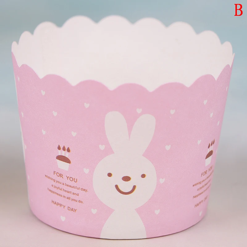 50 шт./лот Единорог кролик Фламинго день рождения торт украшения бумажные кексы чашки - Цвет: B