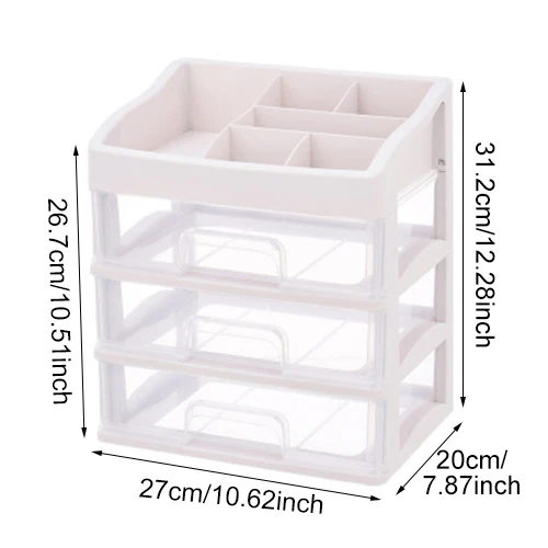 Multi Layer Cosmetic Drawer Makeup Organizer Women Jewelry Container Make Up Brush Cotton Swabs Lipsticks Tissue Storage Box - Color: Transparent L