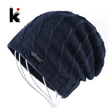 Зимние Шапки для мужчин шляпки шапочки Кепки Для женщин трикотажные полосатые толстые Skullies двойной Слои ДОБАВИТЬ Бархатные Теплые шапка женская зимняя