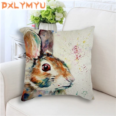 Cute Cartoon Rabbit Printed Linen Cotton Seat Cushion Decorative Cushion No Filling Throw Pillows For Children Room Decoration