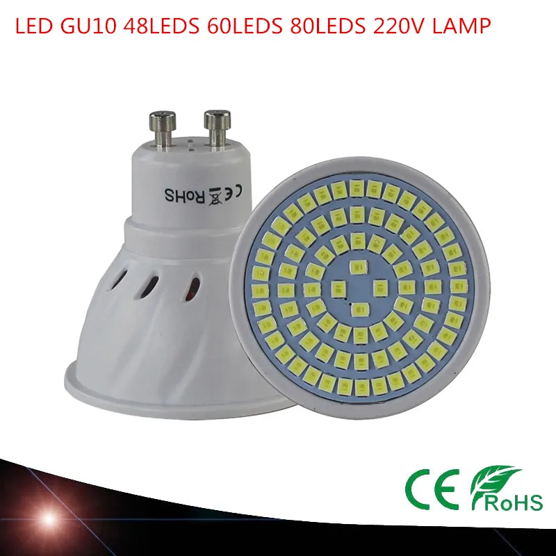 

Super Bright GU10 LED Spotlight 48LEDS 60LEDS 80LEDS 220V 230V Led Lamp GU 10 Lampada LED Bulb Energy Saving Home Lighitng