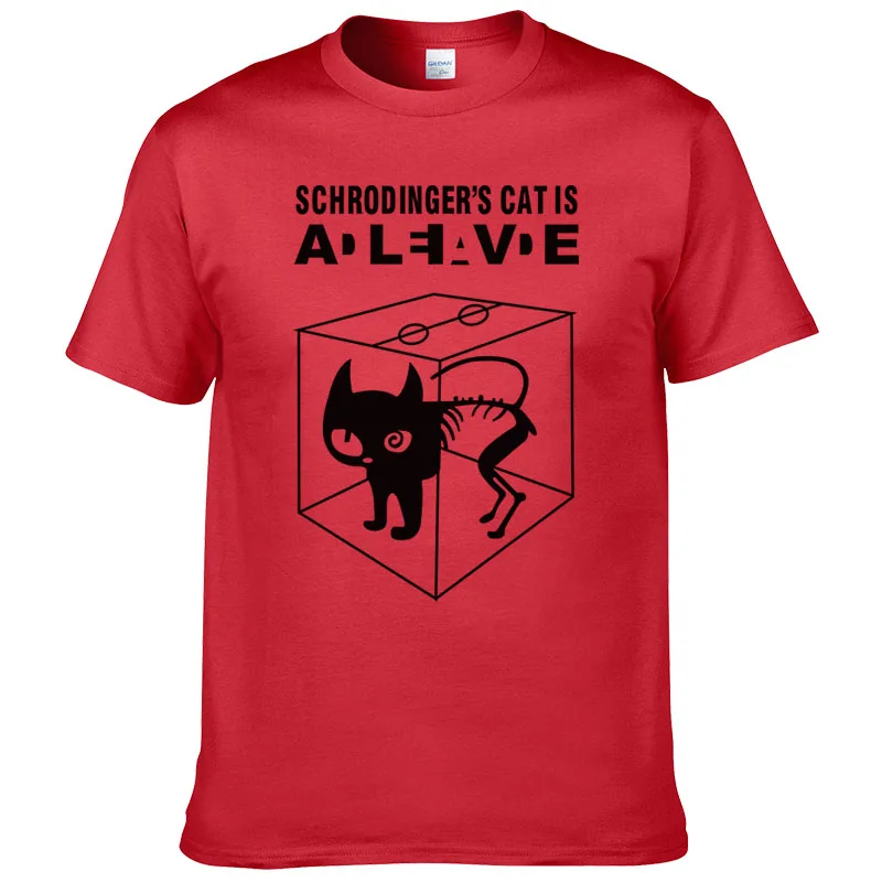 Летняя Хлопковая мужская футболка с коротким рукавом и принтом кота шродингера, повседневные мужские футболки с теорией Большого Взрыва#247