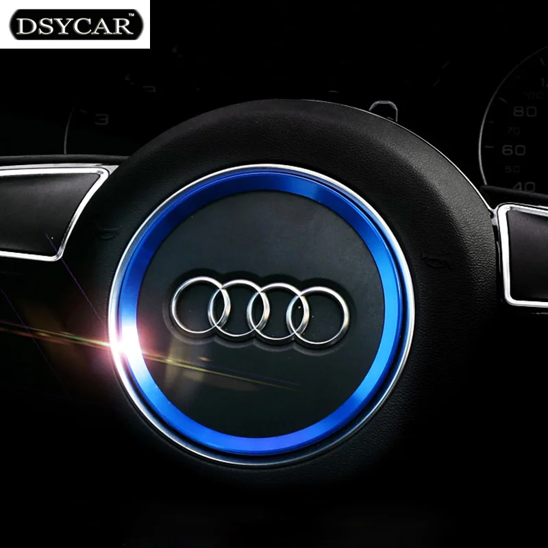 * DSYCAR Aviation aluminum alloy Car Steering wheel decoration ring sticker logo Decals Car styling for Audi A3 A4L Q3 Q5 A5 A6L