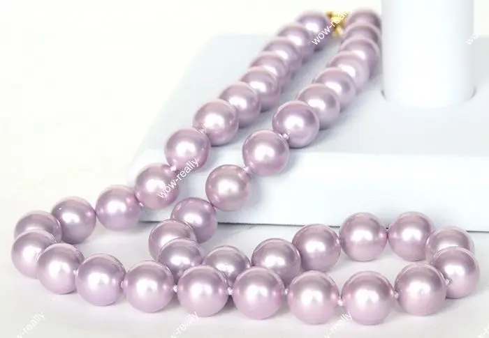 

FREE SHIPPINGAAA Pretty 10mm Purple South Sea Shell Pearl Gold Plated Necklace 18
