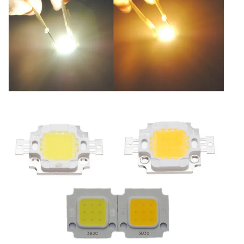 

free shipping 50PCS> LED COB 10W chip Integrated High power 10W 9-12V 900LM 24*48mli LED Beads light White warm white cold