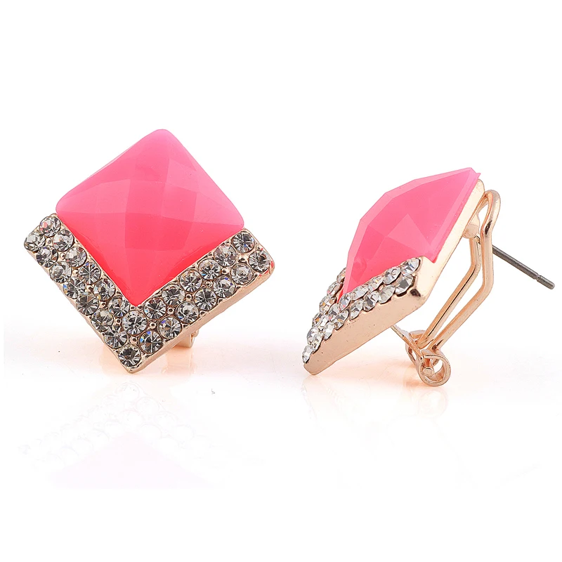 Wholesale Multicolour Crystal Stud Earrings Cheap Fashion Jewelry for