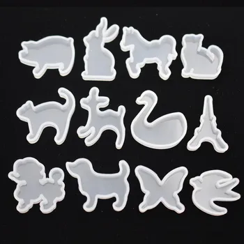 

SNASAN 12pieces Silicone Mold for jewelry cute animals cat rabbit deer horse Resin Silicone Mould handmade epoxy resin molds