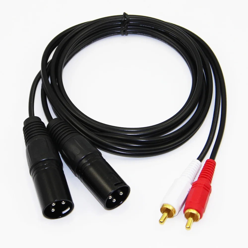 

1.5m 5ft Dual XLR Male to 2RCA Male Audio Cable Gold Plated For Mixer Amplifier Console