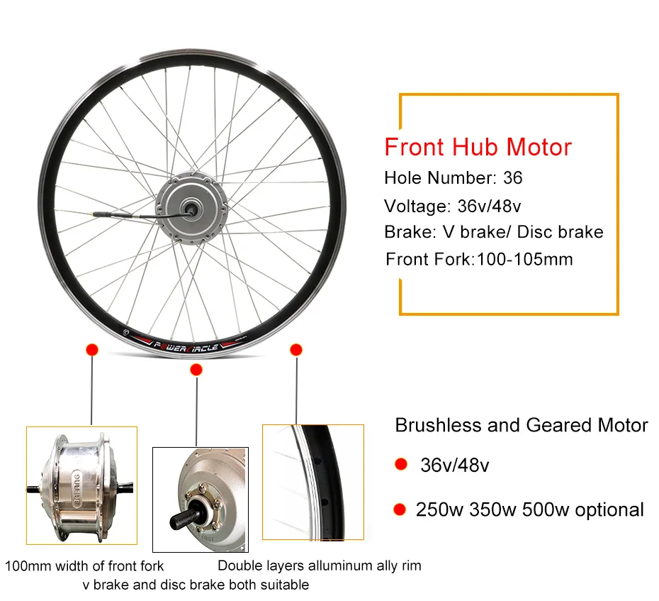 BAFANG 48V 36V 250W-500W Front Electric Motor Wheel 8FUN Brushless Electric Bicycle Motor Wheel Bafang ebike bicicleta eletric