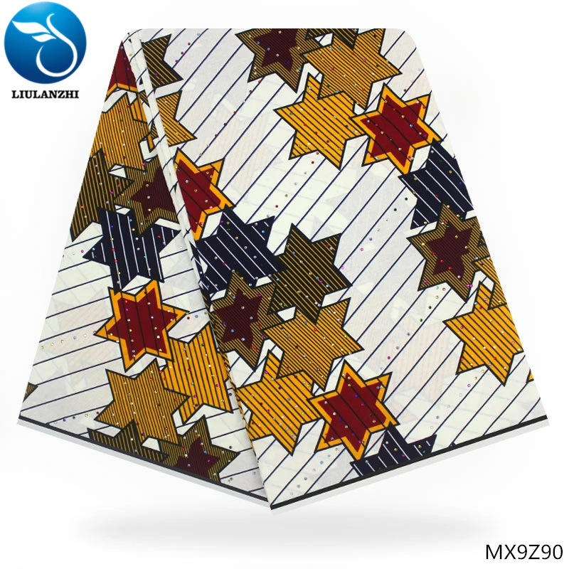 LIULANZHI African Fabric Wax Wholesale Ankara Designs Prints Nigerian Fabrics With Stone 6yards MX9Z77-94 | Дом и сад