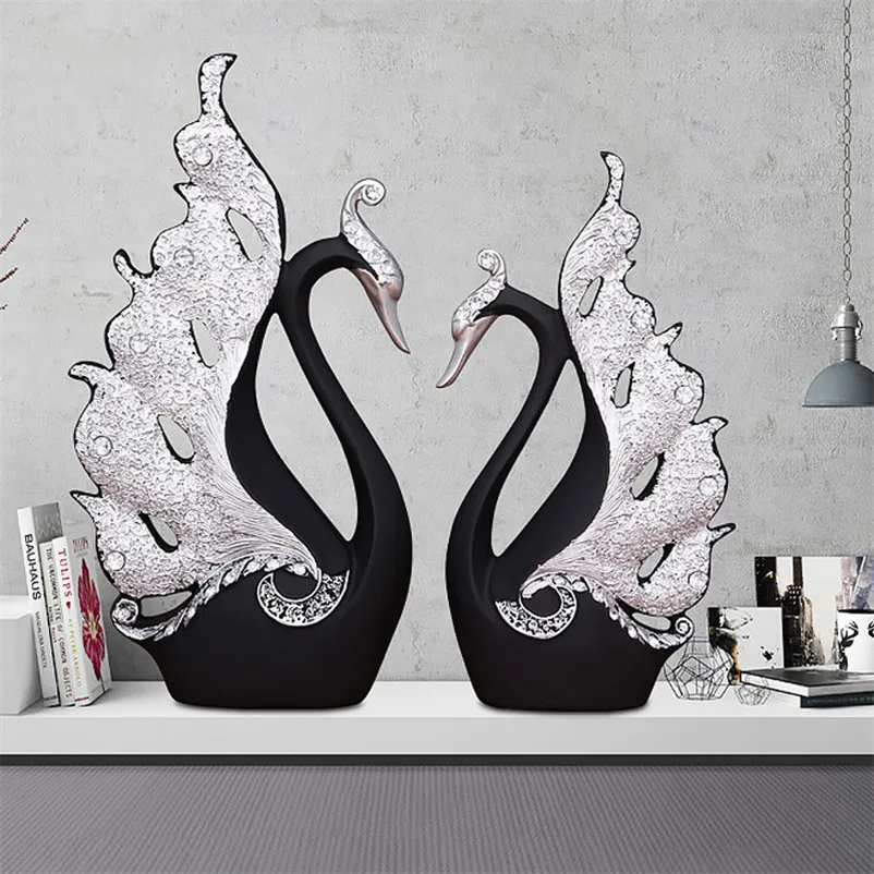 Креативная скульптура лебедя, свадебные подарки, статуэтки лебедей, аксессуары для украшения дома, абстрактные статуэтки