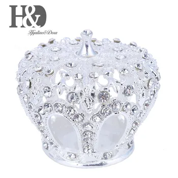 

H&D 2.6'' Royal Crown Ring Holder Jewelry Holder Mini Jewelry Box Trinket Tray Wedding Birthdays Xmas Gifts