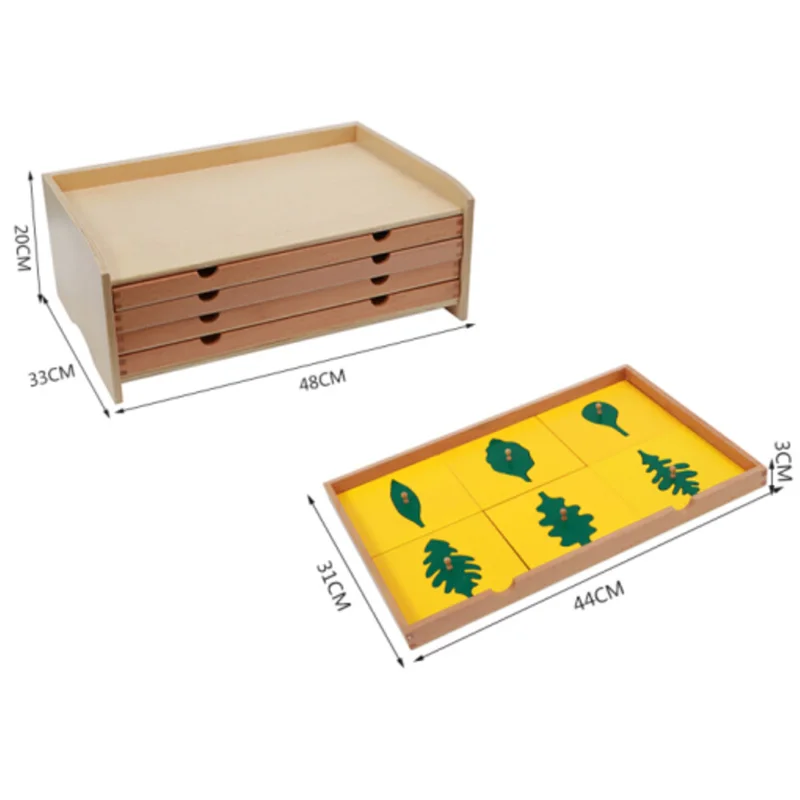  Baby Toy Montessori Botany Leaf Cabinet with Insets Early Childhood Preschool Kids Brinquedos Jugue