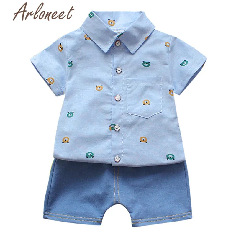 2pcs Toddler Baby Boys T-Shirt Denim Shorts Set Kids Casual Clothes Outfits