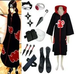 

Anime Naruto Cosplay clothing- Apparel Naruto Akatsuki Itachi Uchiha Cosplay Costume Set Free Shipping