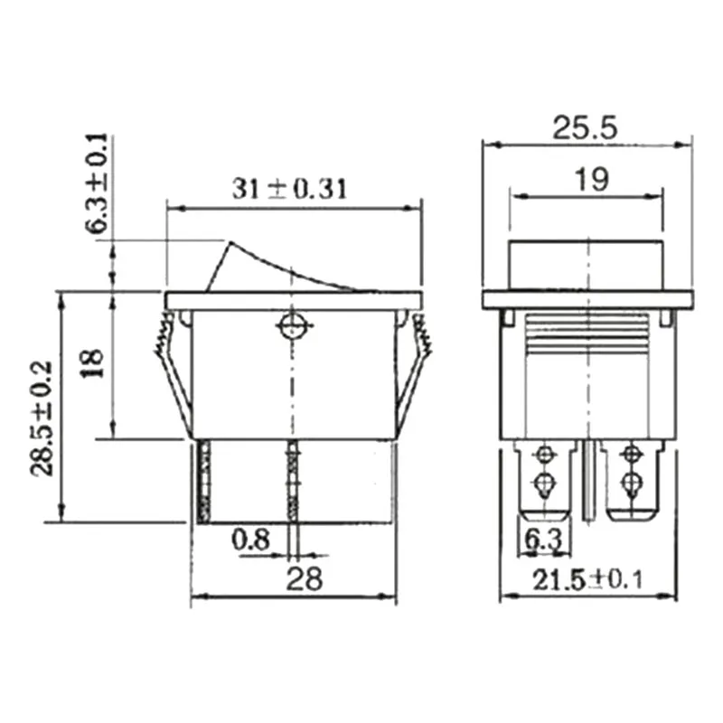 10 шт. 20 шт. KCD4 31*25 мм DPST 4PIN 16A/250 в красный/зеленый Кнопка ВКЛ/ВЫКЛ положение оснастки лодка кулисный переключатель медные ножки