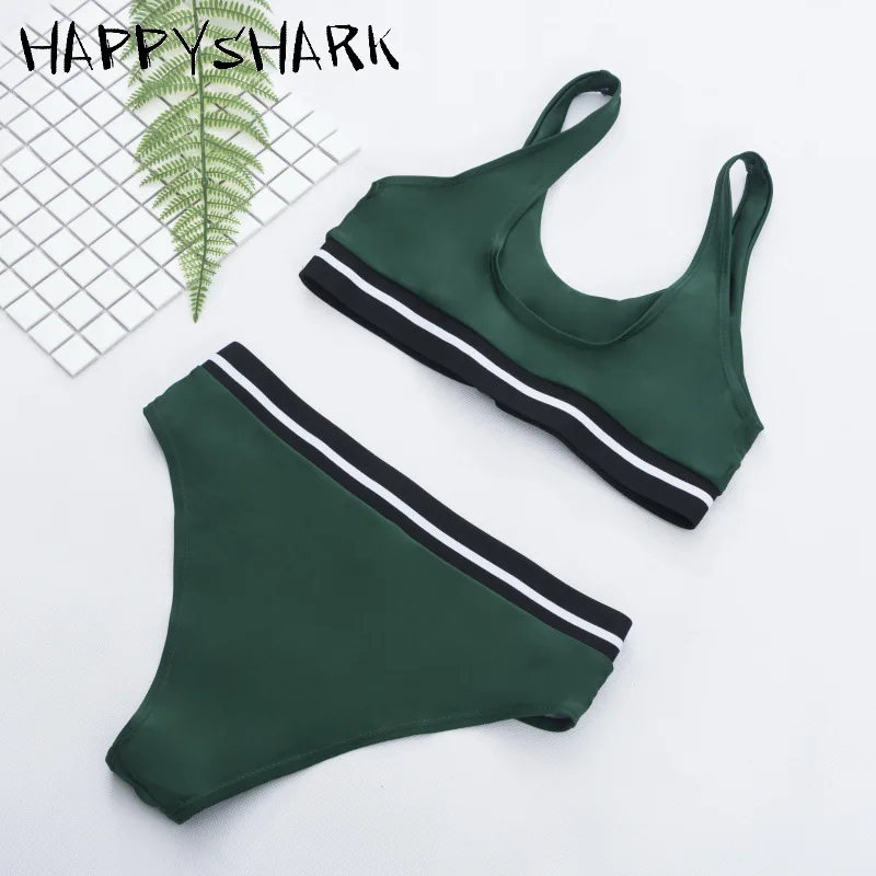 HAPPYSHARK купальник с застежкой 2019 летние темно зеленые бикини сексуальная пляжная