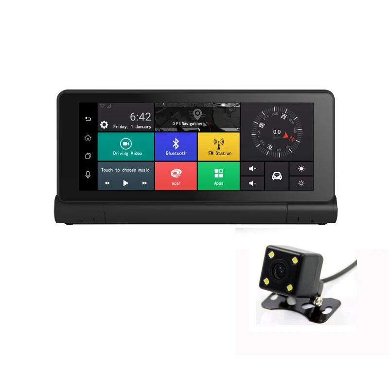 Автомобильный зеркальный видеорегистратор 4G с 1080P WIFI и 7 дюймовым GPS Навигатором