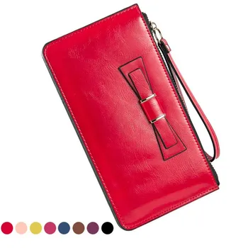 

Baellerry New European American Fashion Women's Long Purse Oil Wax PU Mobile Phone Bit Large Capacity Card Holder Clutch Wallets