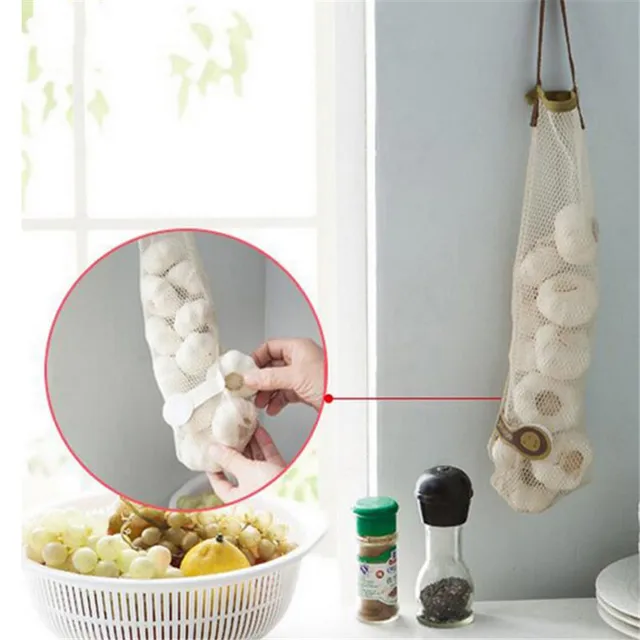 Vegetable Onion Potato Storage Hanging Bags Hollow Breathable Mesh Bag Organizer Kitchen Garlic