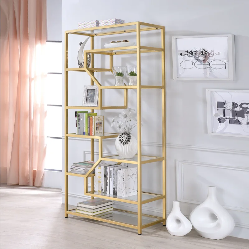 

Multi-function Collection Rack Marble Floor Rack Bathroom Shelf, Bookcase Brushed Gold Metal Display Shelf Living Room Wine Rack