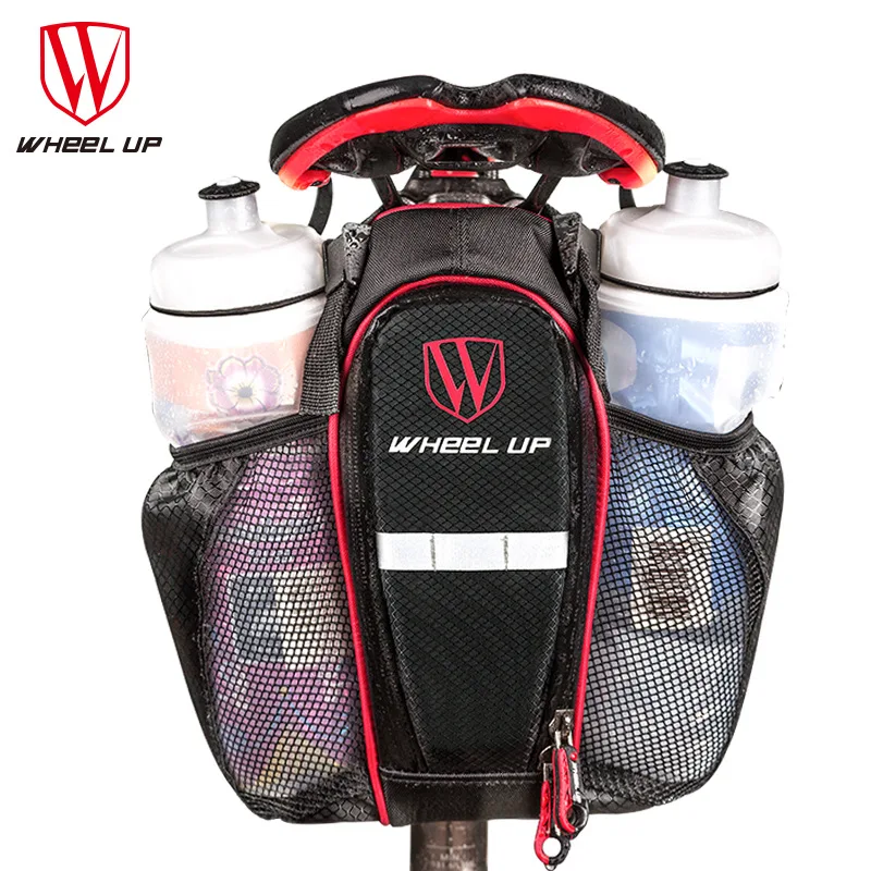 

WHEEL UP 2017 New Hot Sale 900D 2 Pockets Bike Bag Bicycle Seat Post Bag MTB Road Mountain Bike Seat Rear Tail Pouch Bottle Bags