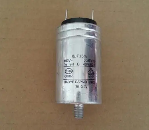 

8UF 450V Washing Machine capacitor aluminum housing screw type