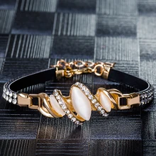 SHUANGR, модный австрийский кристалл, стразы, спираль, натуральный камень, браслет, золотой цвет, цепочка, ювелирные изделия, аксессуары для женщин