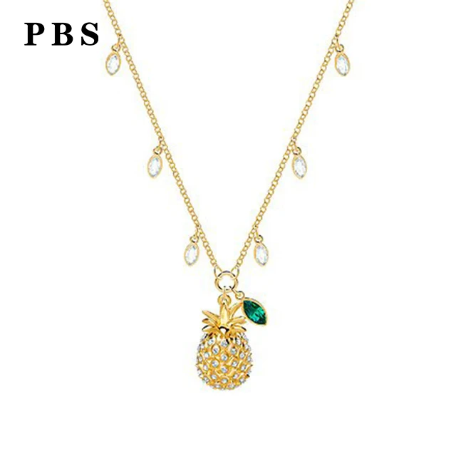 

PBS Original Copy High Quality 1:1 Exquisite Pineapple Fruit Layer Necklace Gold Logo Free Package Manufacturers Wholesale