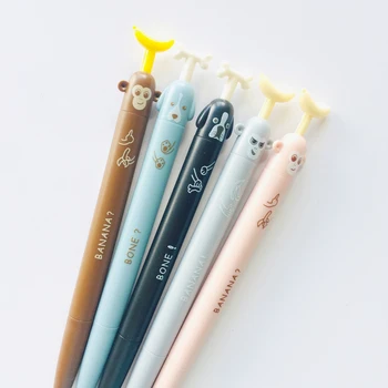 

2x Cute Monkey & Dog Press Mechanical Pencil School Office Supply Student Stationery 0.5mm