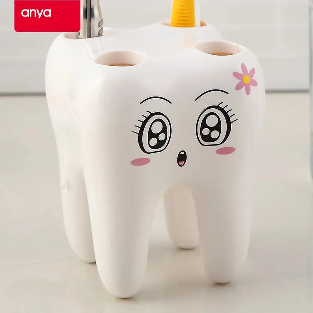 Cartoon Teeth Shape 4 Holes Toothbrush Holder Stand Brush Rack Tooth