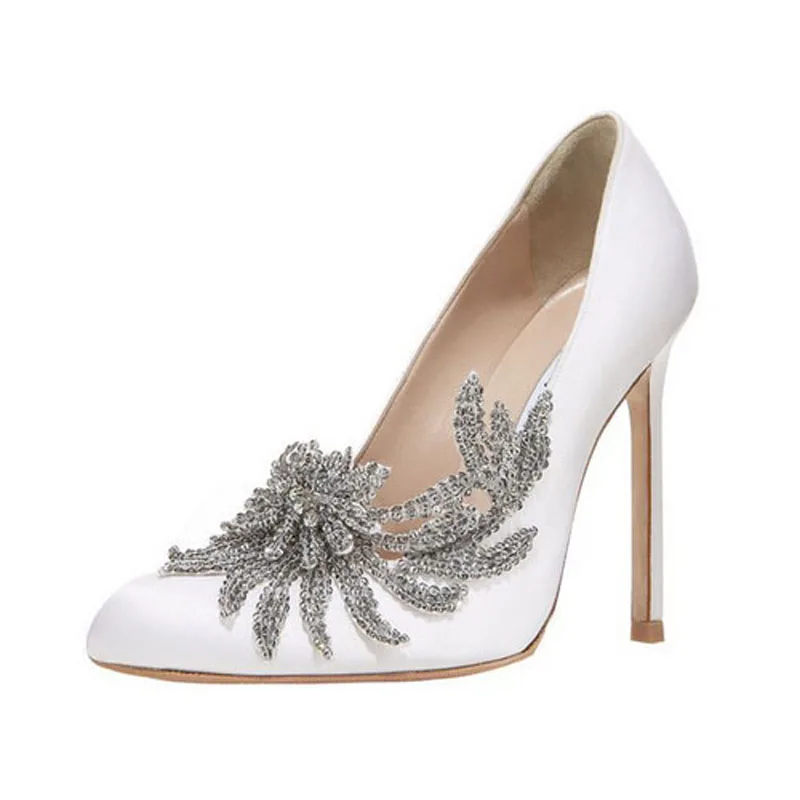 moda elegante de la boda blanca zapatos sapato noiva cristal
