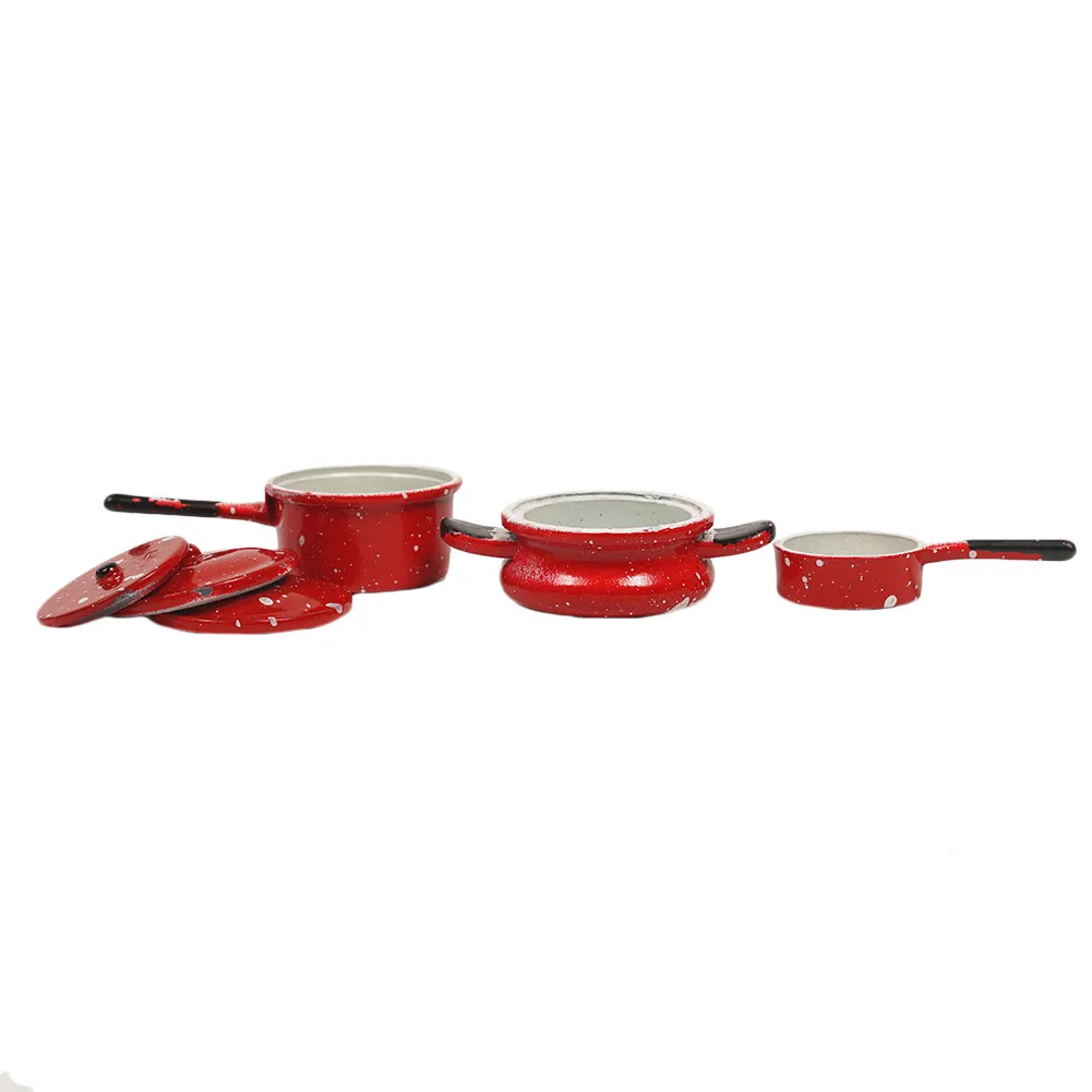 Dongzhur 3pcs/set Kitchen Cookware Model Snowflake Red Pots Model For 1:12 Dollhouse Miniature Mini Dollhouse Model Accessories Dongzhur 3pcs/set Kitchen Cookware Model Snowflake Red Pots Model For 1:12 Dollhouse Miniature Mini Dollhouse Model Accessories