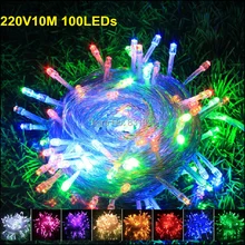 Праздничные наружные гирлянды 10Mete100LEDs огни 220 V 110 V рождественские праздничные Свадебные украшения гирлянды освещение